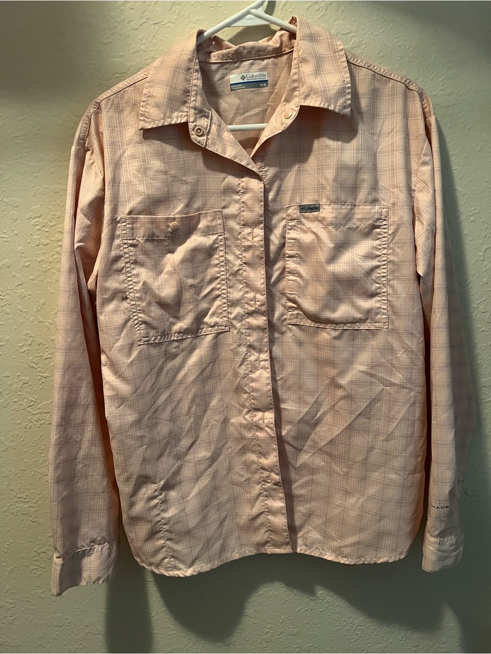 Columbia Peach Plaid Lightweight Shirt Jacket